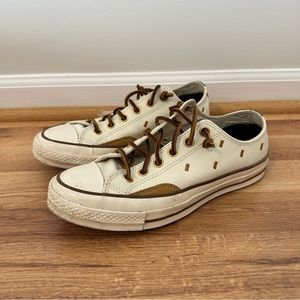 Converse chuck taylor all stars leather sneakers white brown label show 8.5